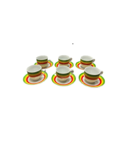 6 Coffee Cups And Saucers With Handle (Ethiopia Flag)