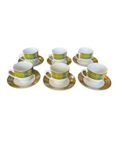 6 Coffee Cups And Saucers With Handle (Small Tilet)
